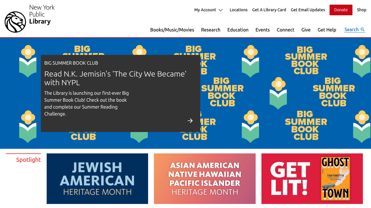 Public library websites like NYPL offer legal and free access to e-books through digital lending services.