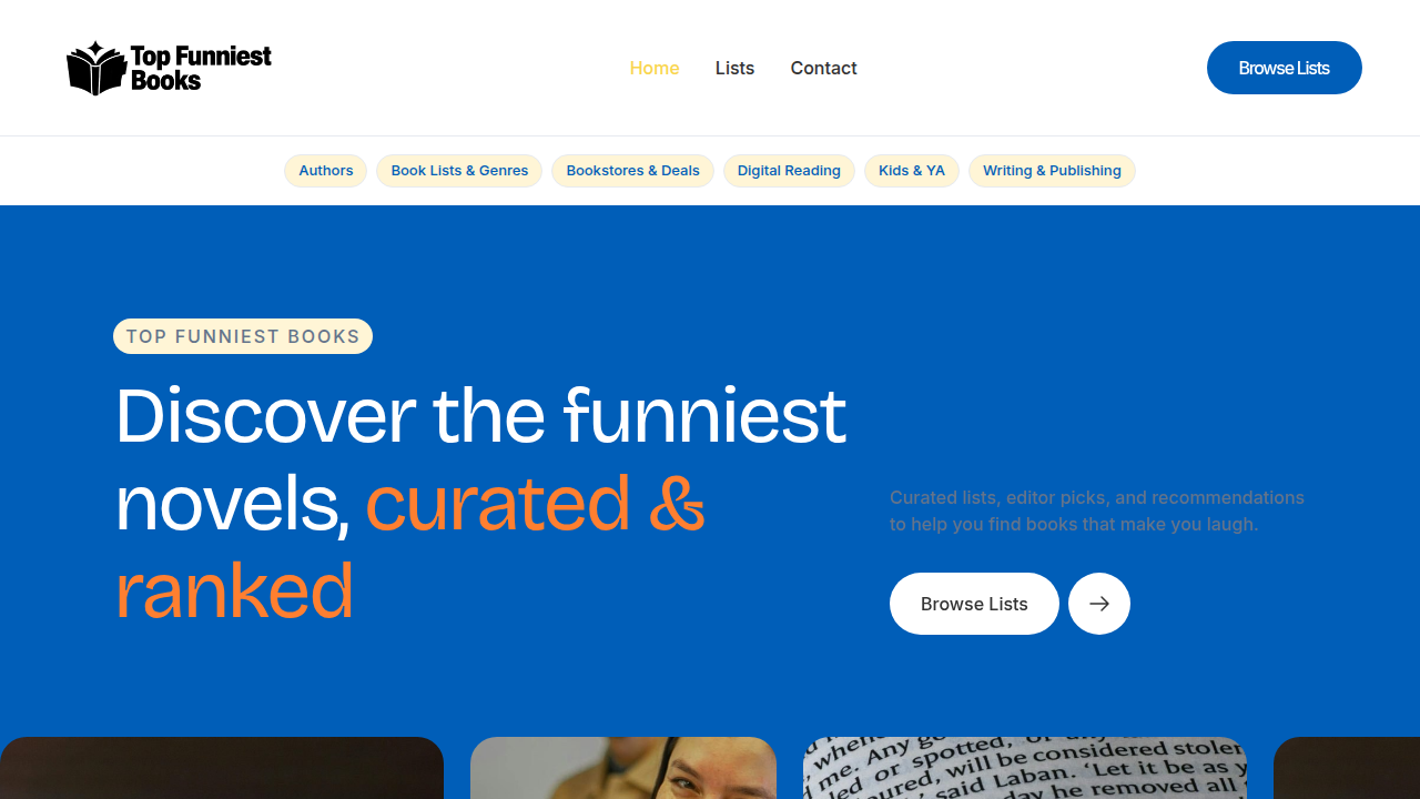 Discover curated top comedy novels across all styles on TopFunniestBooks.com.