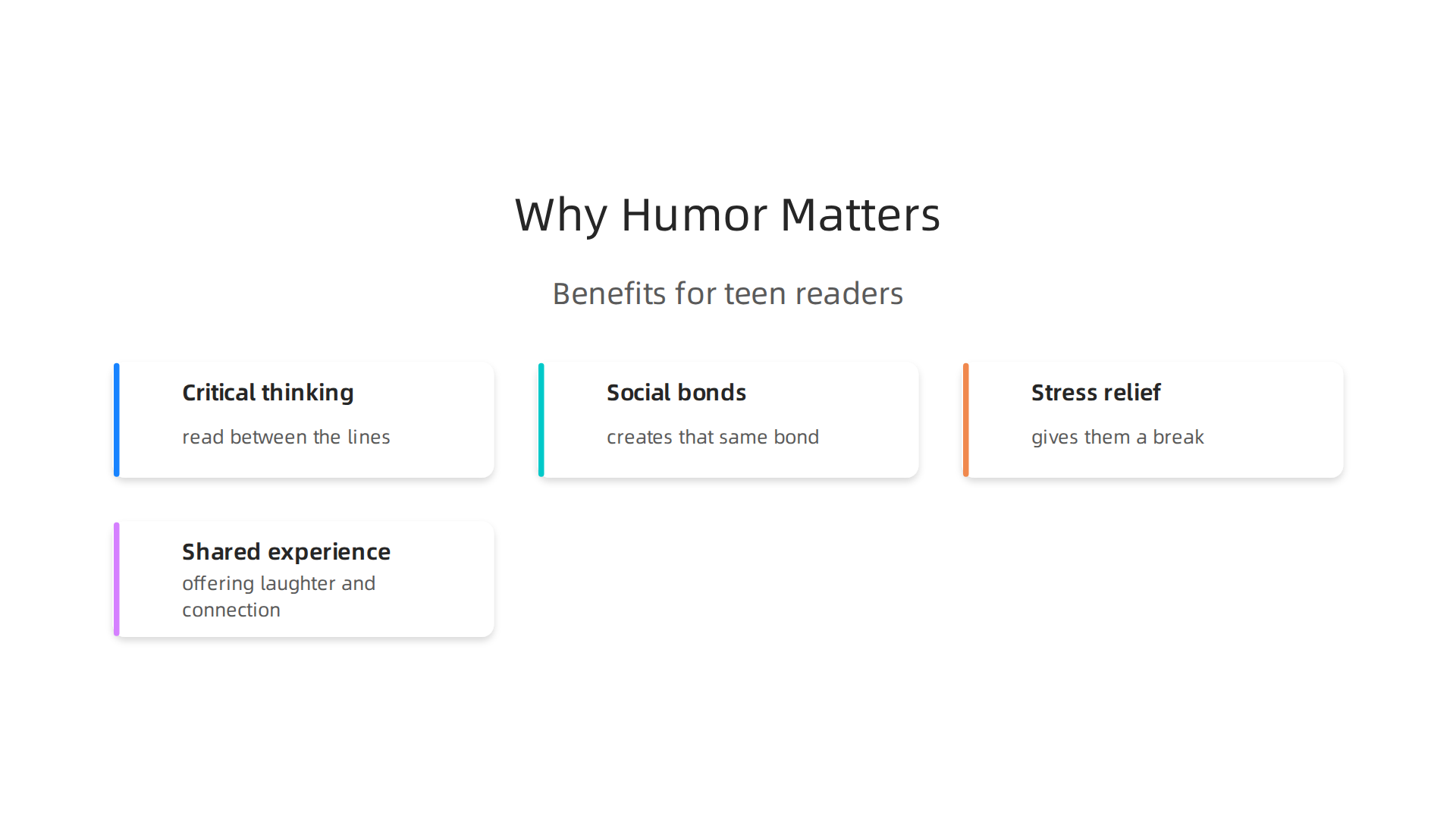 Humor books do more than entertain; they foster critical thinking, social bonds, and stress relief for teen readers.