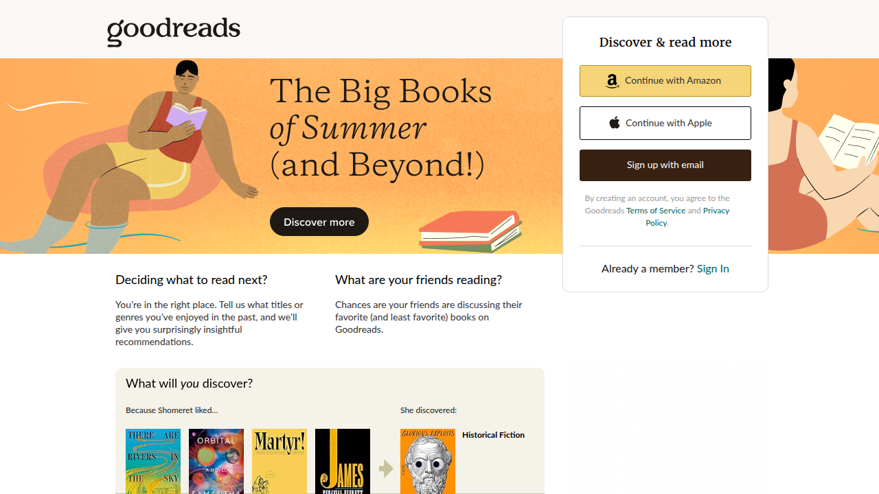 Discover Goodreads, a social cataloging website where readers can connect, review books, and find recommendations.