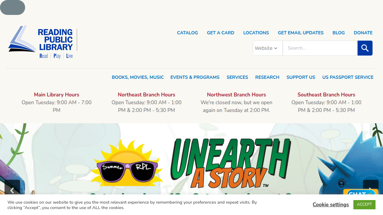 Explore the website of the Reading Public Library for community events and book club information.